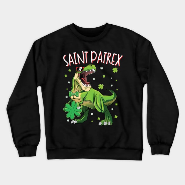Saint Patrex T rex Dinosaur St Patrick's Day Crewneck Sweatshirt by Pennelli Studio